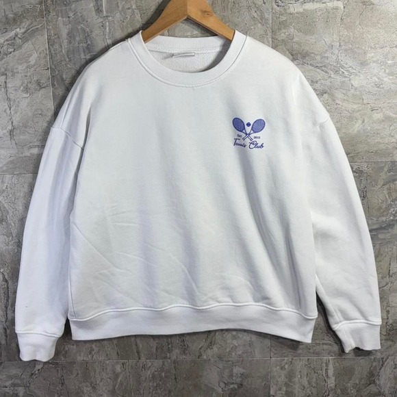 Wilo The Label white tennis club sweatshirt Size Medium Men's puff print